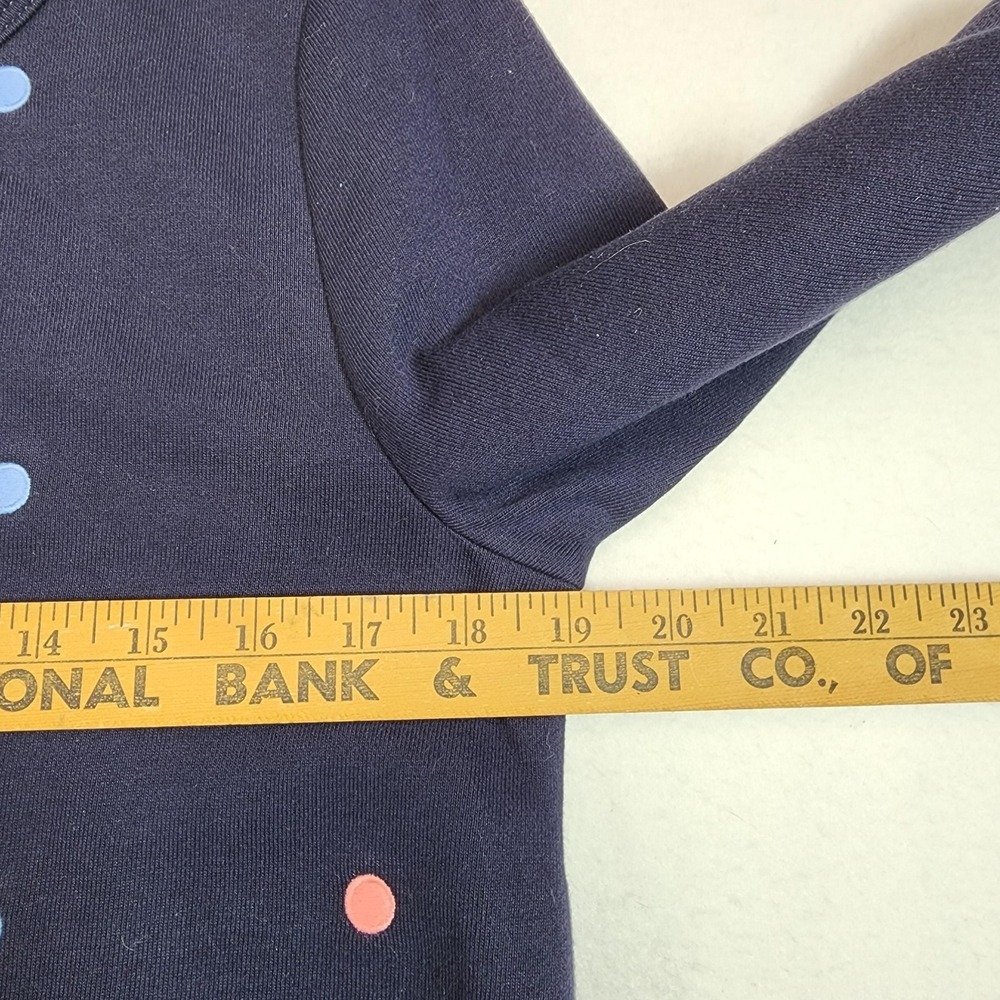 Talbots Shirt Womens PM Blue Polka Dot Crew Neck Long Sleeve Fleece Pullover - Picture 7 of 9
